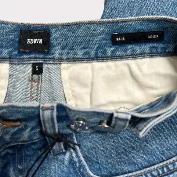 Edwin Women's Small Mom Maiia Wide Leg Trouser Adjustable Waist Jeans Denim - Picture 7 of 8